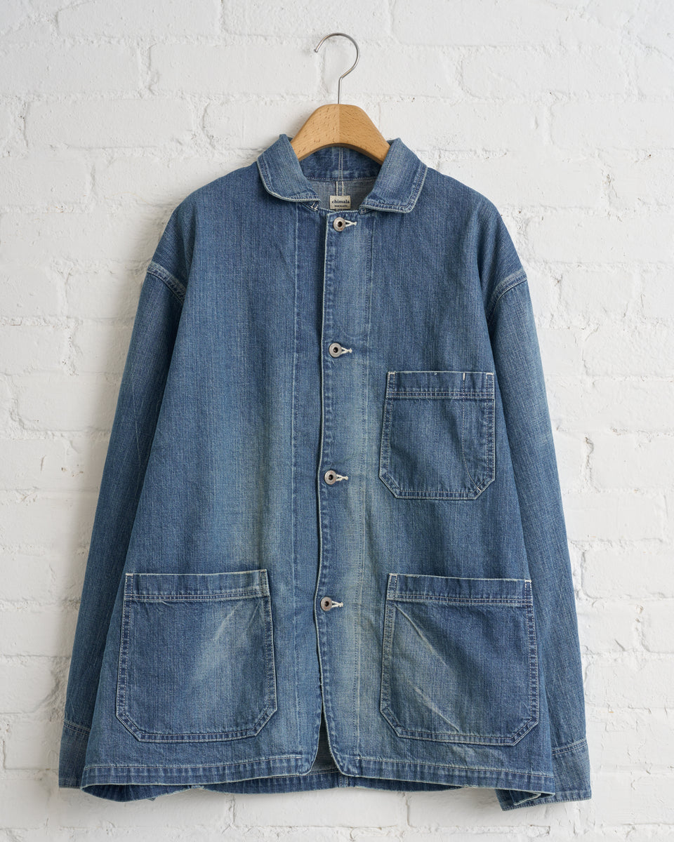 Selvedge Nep Denim Short Jacket in Light Distress | Chimala