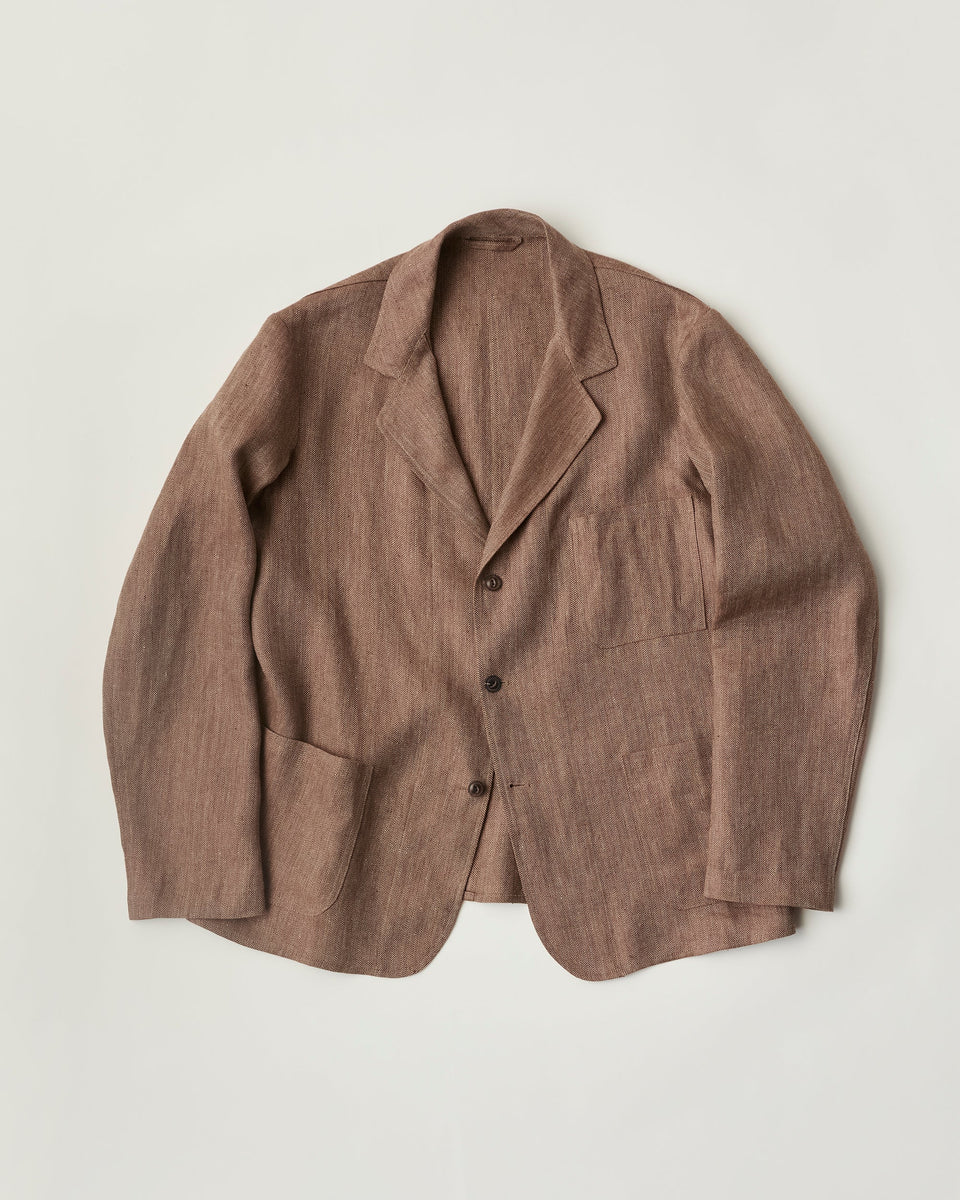 Unisex Workhorse Jacket in Irish Rustic Linen Herringbone | Samuel ...