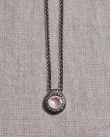 ROSA MARIA, ICY GREY DIAMOND NECKLACE WITH PINK QUARTZ