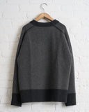 180 THE STORE, REVERSIBLE 6 PLY CASHMERE CREWNECK, CHARCOAL AND FLANNEL