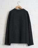 180 THE STORE, REVERSIBLE 6 PLY CASHMERE CREWNECK, CHARCOAL AND FLANNEL