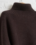 180 THE STORE, REVERSIBLE 6 PLY CASHMERE TURTLENECK, BROWN AND NAVY