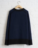 180 THE STORE, REVERSIBLE 6 PLY CASHMERE CREWNECK, BLACK AND NAVY