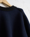 180 THE STORE, REVERSIBLE 6 PLY CASHMERE CREWNECK, BLACK AND NAVY