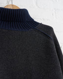 180 THE STORE, REVERSIBLE 6 PLY CASHMERE TURTLENECK, NAVY AND CHARCOAL