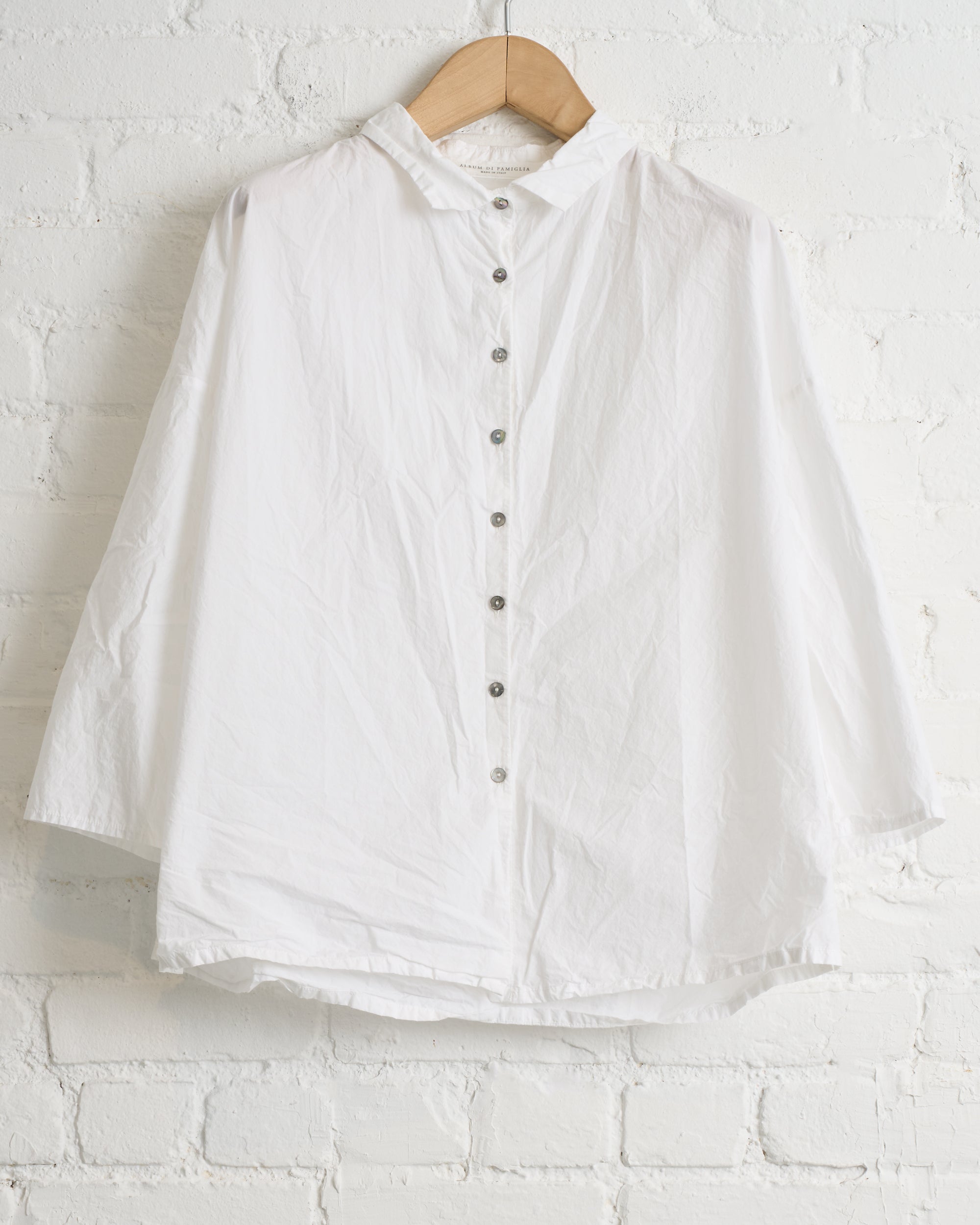 トップス album di famiglia T-SHIRT TC12_12 White ALBUM DI FAMIGLIA, WHITE, SHORT COLLAR SHIRT TC, 26S12_56 – 180
