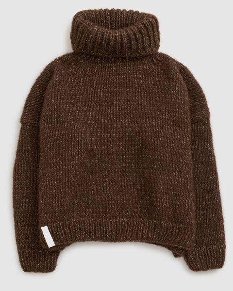 ALBUM DI FAMIGLIA, HANK CROCHET ECO DOLCE VITA SWEATSHIRT, BROWN