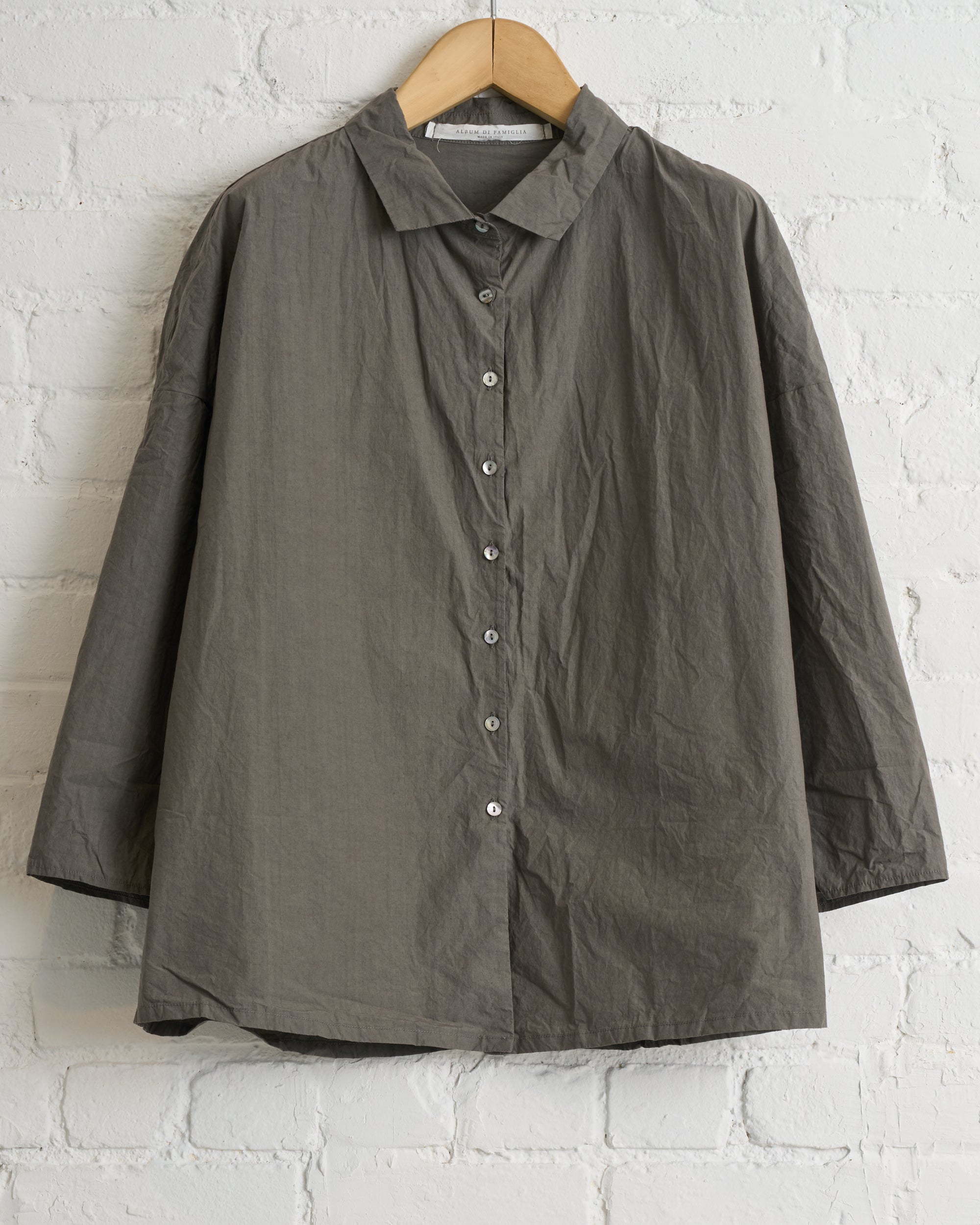 ALBUM DI FAMIGLIA, ANTHRACITE, SHORT COLLAR SHIRT TC, 26S12_56