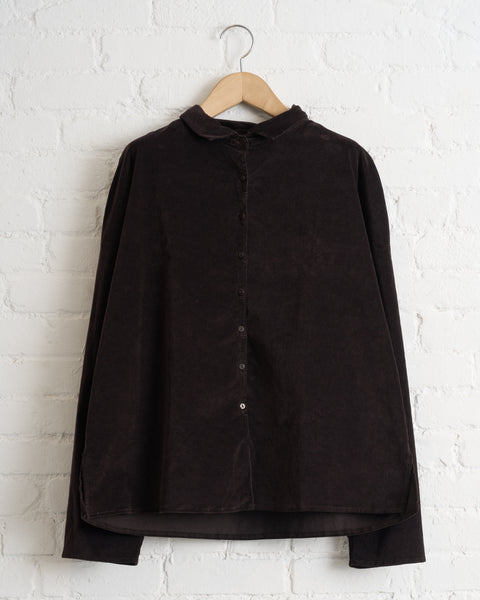 ALBUM DI FAMIGLIA, SHORT COLLAR SHIRT V, CHOCOLATE