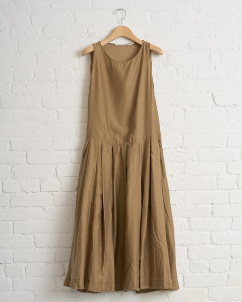 ALBUM DI FAMIGLIA, SLEEVELESS PLEATED DRESS SC GOLD