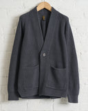 BATONER, BN-26SM-005, COTTON SIGNATURE ONE BUTTON CARDIGAN, CHARCOAL