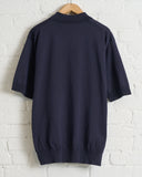 BATONER, CARIBBEAN SEA ISLAND COTTON CREW NECK SHORT SLEEVE POLO, NAVY