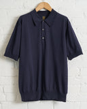 BATONER, CARIBBEAN SEA ISLAND COTTON CREW NECK SHORT SLEEVE POLO, NAVY