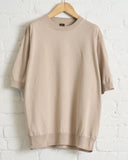 BATONER, CARIBBEAN SEA ISLAND COTTON CREWNECK SHORT SLEEVE, GREIGE