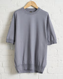 BATONER, CARIBBEAN SEA ISLAND COTTON CREWNECK SHORT SLEEVE, GRAYISH BLUE