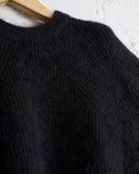 BATONER, PURE MOHAIR SIGNATURE CREW NECK, BLACK