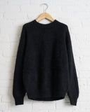 BATONER, PURE MOHAIR SIGNATURE CREW NECK, BLACK