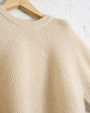 BATONER, PURE MOHAIR SIGNATURE CREW NECK, IVORY