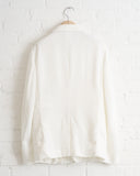 CDG BLACK, RUFFLE BLAZER, WHITE