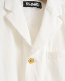 CDG BLACK, RUFFLE BLAZER, WHITE