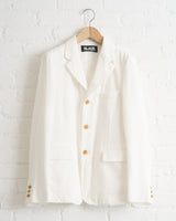 CDG BLACK, RUFFLE BLAZER, WHITE