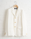 CDG BLACK, RUFFLE BLAZER, WHITE