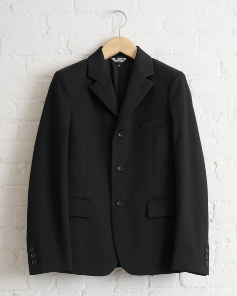 CDG BLACK, RUFFLE BLAZER, BLACK