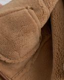 CAWLEY, SUEDE BACK CURLY HAIR SHEEPSKIN HOLLAND COAT, TAN