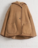 CAWLEY, SUEDE BACK CURLY HAIR SHEEPSKIN HOLLAND COAT, TAN