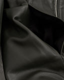 CAWLEY, WAXY LAMB LEATHER ZIP-UP HOODIE