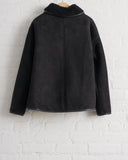 CAWLEY, SUEDE BACK CURLY HAIR AVIS JACKET, BLACK