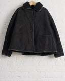 CAWLEY, SUEDE BACK CURLY HAIR AVIS JACKET, BLACK