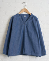 CHIMALA CS38-S01, CHAMBRAY V NECK PULL SHIRT