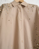 DRIES VAN NOTEN, EMBROIDERED CASIA W.W.SHIRT, SAND
