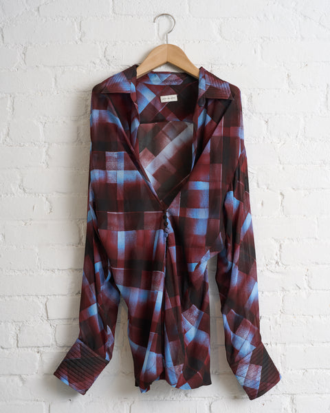 DRIES VAN NOTEN, CLICKYS SHIRT, BURGUNDY