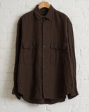 EVAN KINORI, LOGWOOD LINEN CHECK BIG SHIRT