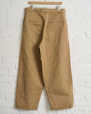 EVAN KINORI, KHAKI COTTON/WASHI PAPER WOVEN FLAT FRONT PANT