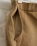 EVAN KINORI, KHAKI COTTON/WASHI PAPER WOVEN FLAT FRONT PANT