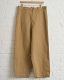 EVAN KINORI, KHAKI COTTON/WASHI PAPER WOVEN FLAT FRONT PANT
