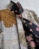 KONRAD, REVERSIBLE COAT JOSEPH, BLACK WITH HAND ILLUSTRATION