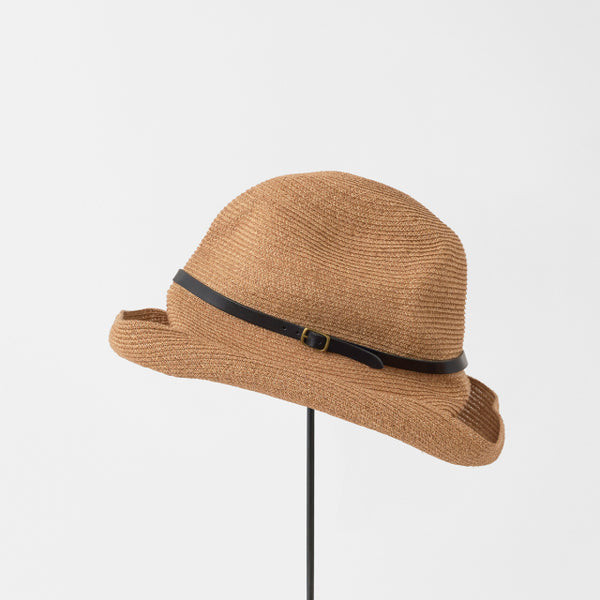 MATURE HA, BOXED HAT PAPER ABACA 11 CM BRIM LEATHER BELT