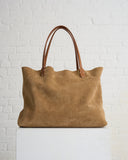 MASSIMO PALOMBA, REGINA CALF LEATHER SUEDE BAG, CARAMEL