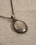 ROSA MARIA, HAMMERED STERLING SILVER BLACK DIAMOND NECKLACE