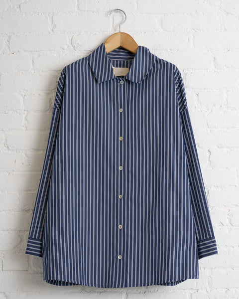 NITTO, STRIPED BUTTON UP, BLUE