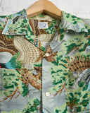 ORSLOW, PRINTED PEACOCK RAYON SHIRT
