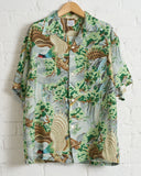 ORSLOW, PRINTED PEACOCK RAYON SHIRT