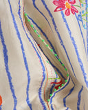 PERO, SILK WOVEN DRESS, STRIPED FLORAL