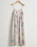 PERO, SILK WOVEN DRESS, STRIPED FLORAL