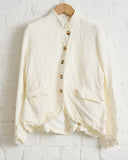 RICORRROBE, RORY TEXTURED LINEN JACKET WHITE