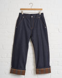 SOFIE D' HOORE JEANS WITH TURNED-UP EDGES WOVEN BLUE